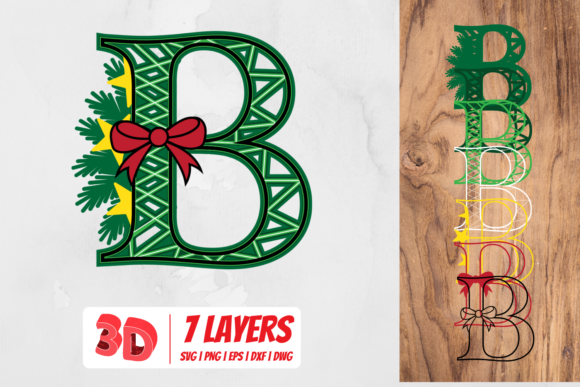3D Christmas Letter B for Crafters