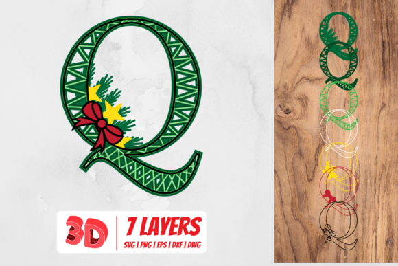 3D Christmas Letter Q