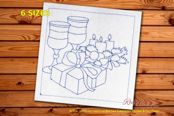 Christmas Celebration with Gifts Redwork