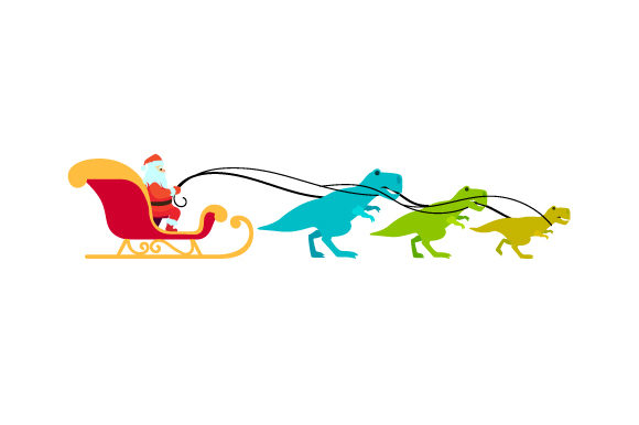 Christmas Dinosaur Sleigh